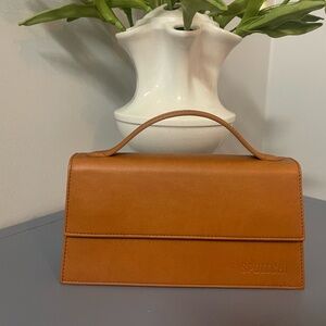 Spottchi Brown Leather Top-Handle Women's Bag